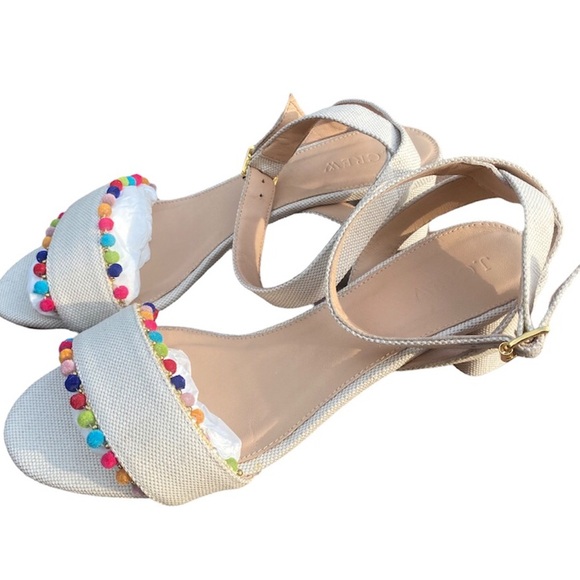 New $225  J. Crew Lottie Rainbow Pom Pom Sandal Size 10.5 - Picture 8 of 10